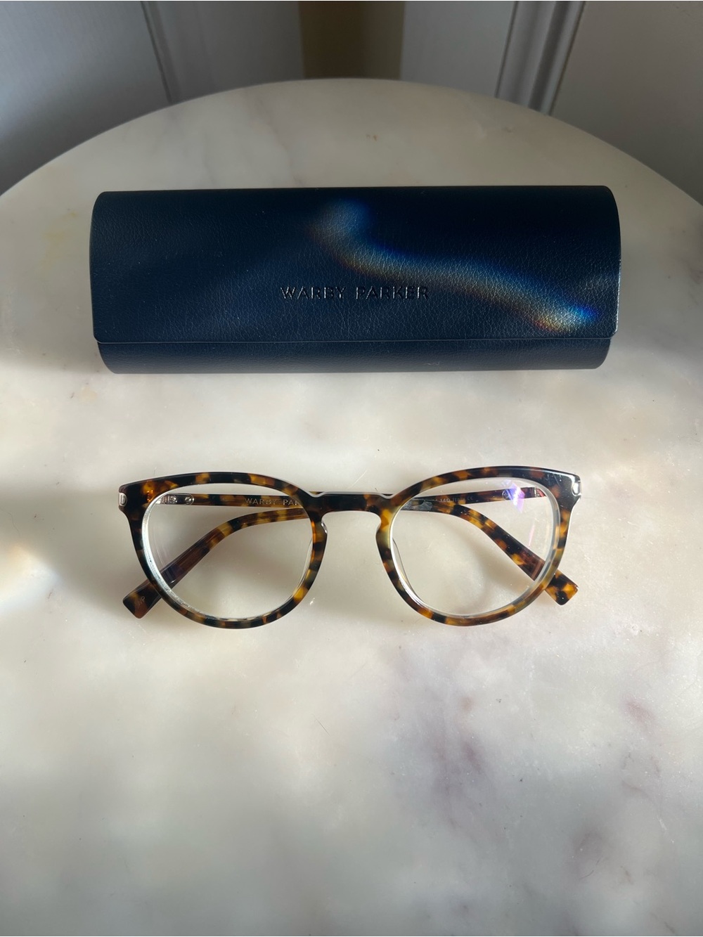 Warby Parker Round Tortoiseshell Eyeglasses with Original Case